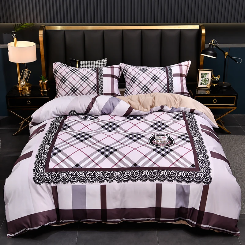 Hot Selling Soft Skin-friendly Plaid Stripe Duvet Cover Custom pattern 3D Printed Bedding Set