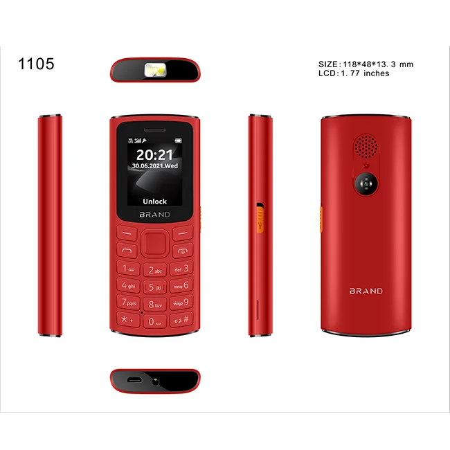 DINGFENG Factory Price 1.7INCH GSM Cell Phone Dual SIM Card Quad Band Camera Mobile Phone Tecno 1105