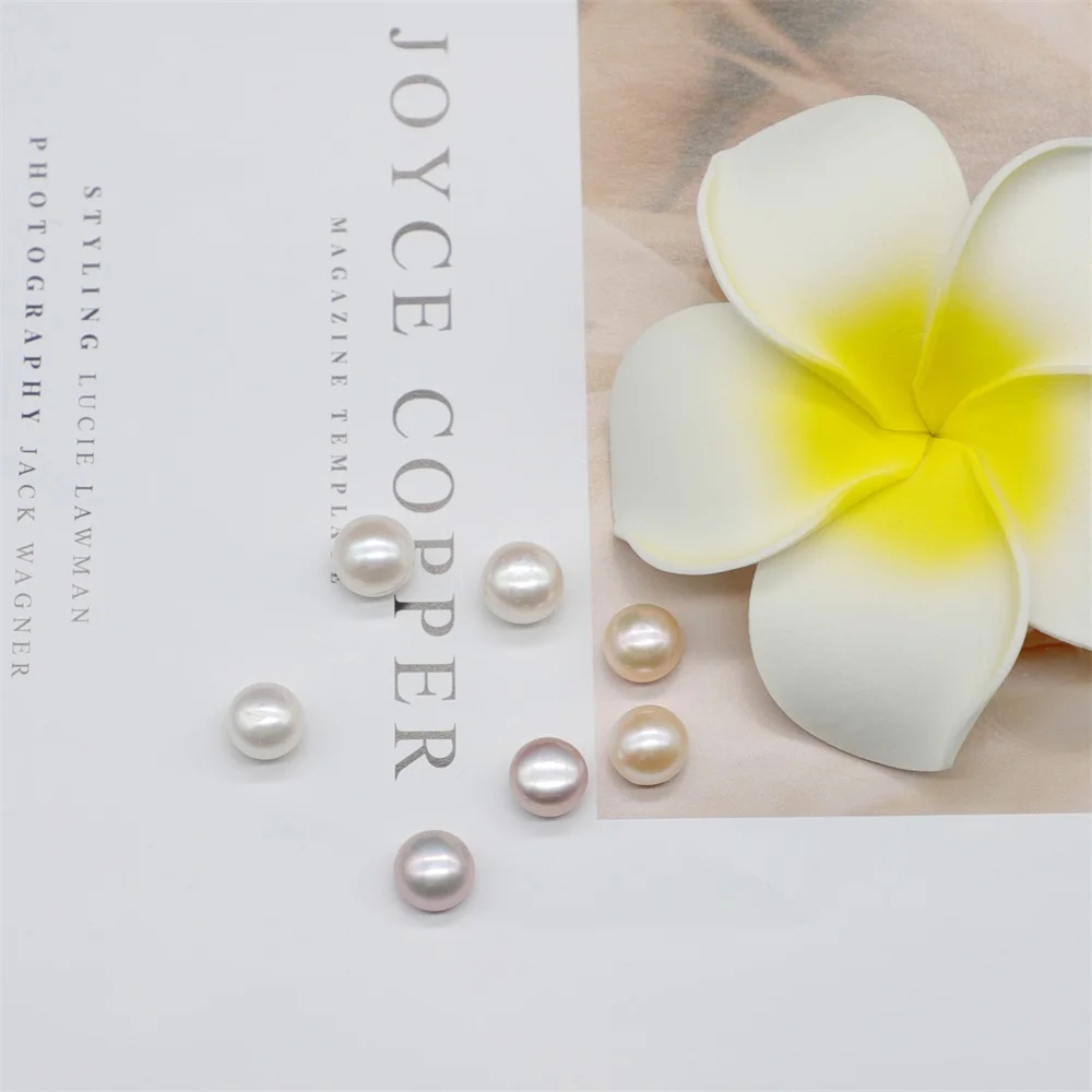 
Wholesale Natural Freshwater Round Bread Pearl 3A Grade Half Hole Loose Bead Accessories 