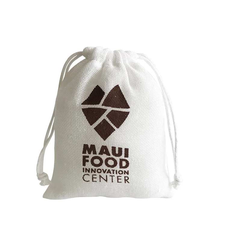 Custom Logo printing 8x10cm White Drawstring 100% Organic Cotton Muslin Tea Bags