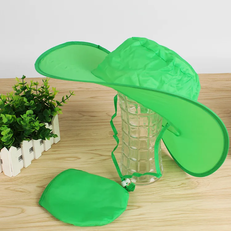 Custom polyester cowboy folding hat beach sun hat with pouch beach casual sun visor cap