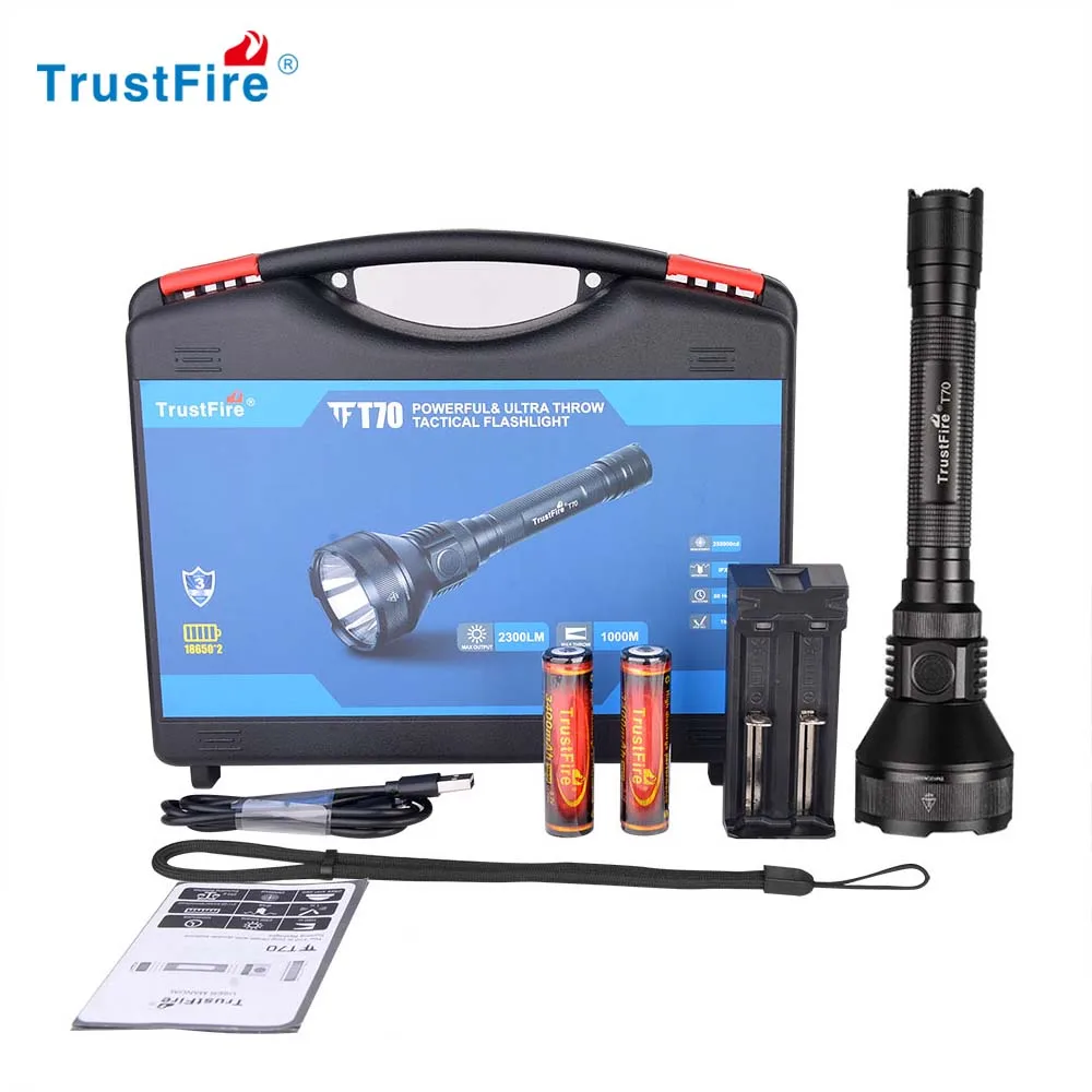 Trustfire Aluminum 2300LM  high power torch light rechargeable LED Tactical  Flashlights outdoor camping