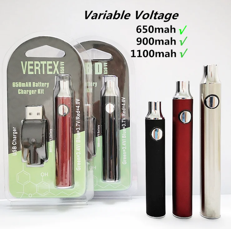 Hot Selling Preheat 510 thread cbd cartridges vape pen battery 650mah 900mah 1100mah vertex battery