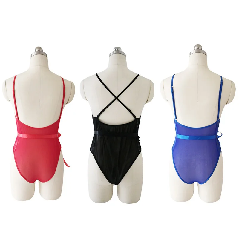 Hot sale sexy clothes women transparent large size lace lingerie bodysuits