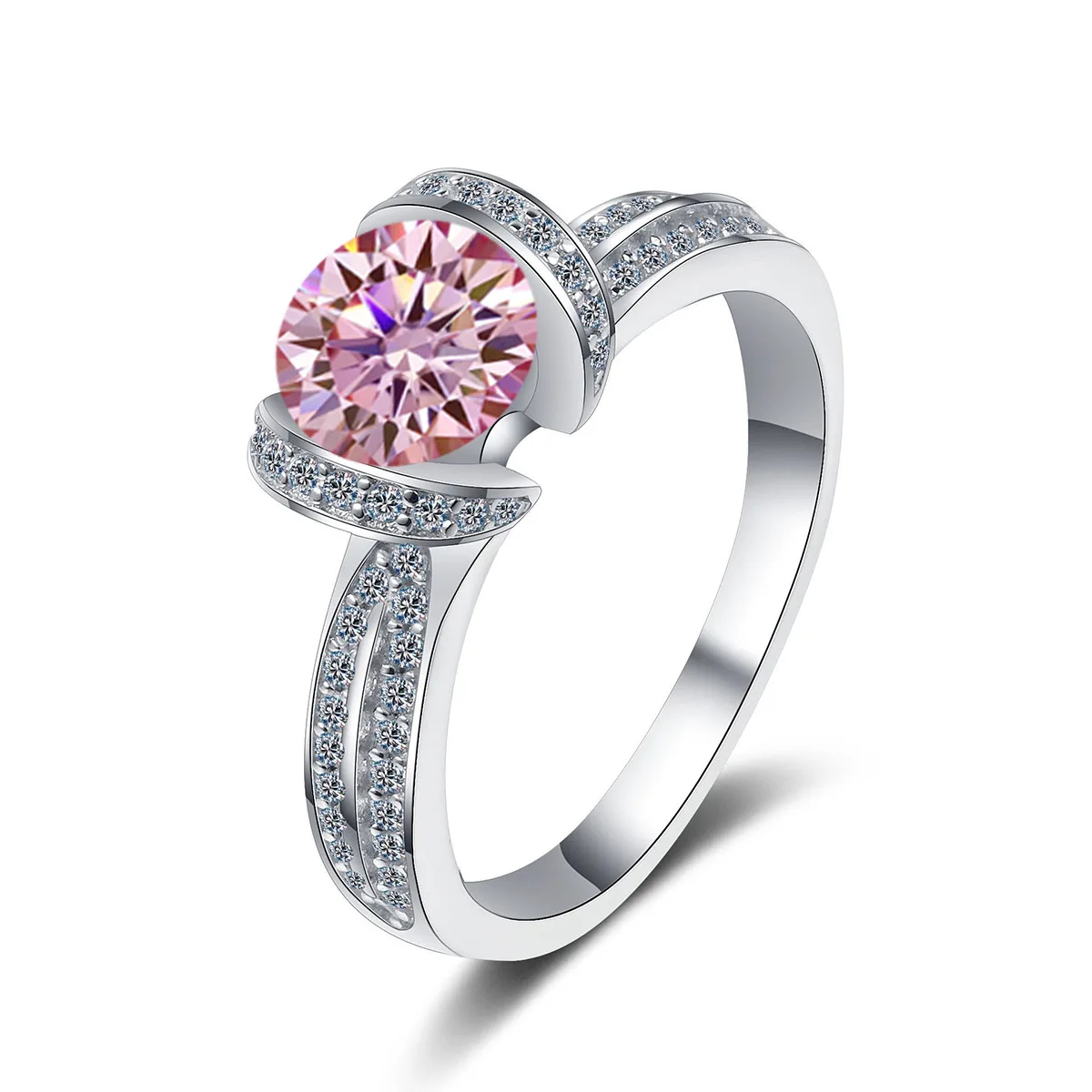 8 Adodo Fine Jewelry S925 Sterling Silver Ring Light Luxury 1Carat Colorful Moissanite Diamond Engagement Ring For Women