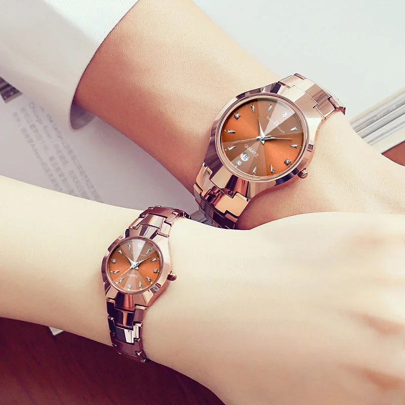 Luxury Couple watch set Waterproof Couple watch Love Women and Titan Calendar Men Unisex Ladies Stainless Steel Quartz Watch