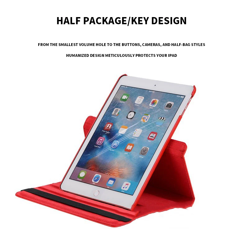 Minibook Custom Pu Leather Holder In Stock Stand Cover Shockproof 360 Degree Rotation Tablet case Laptop Case For Ipad Air 2