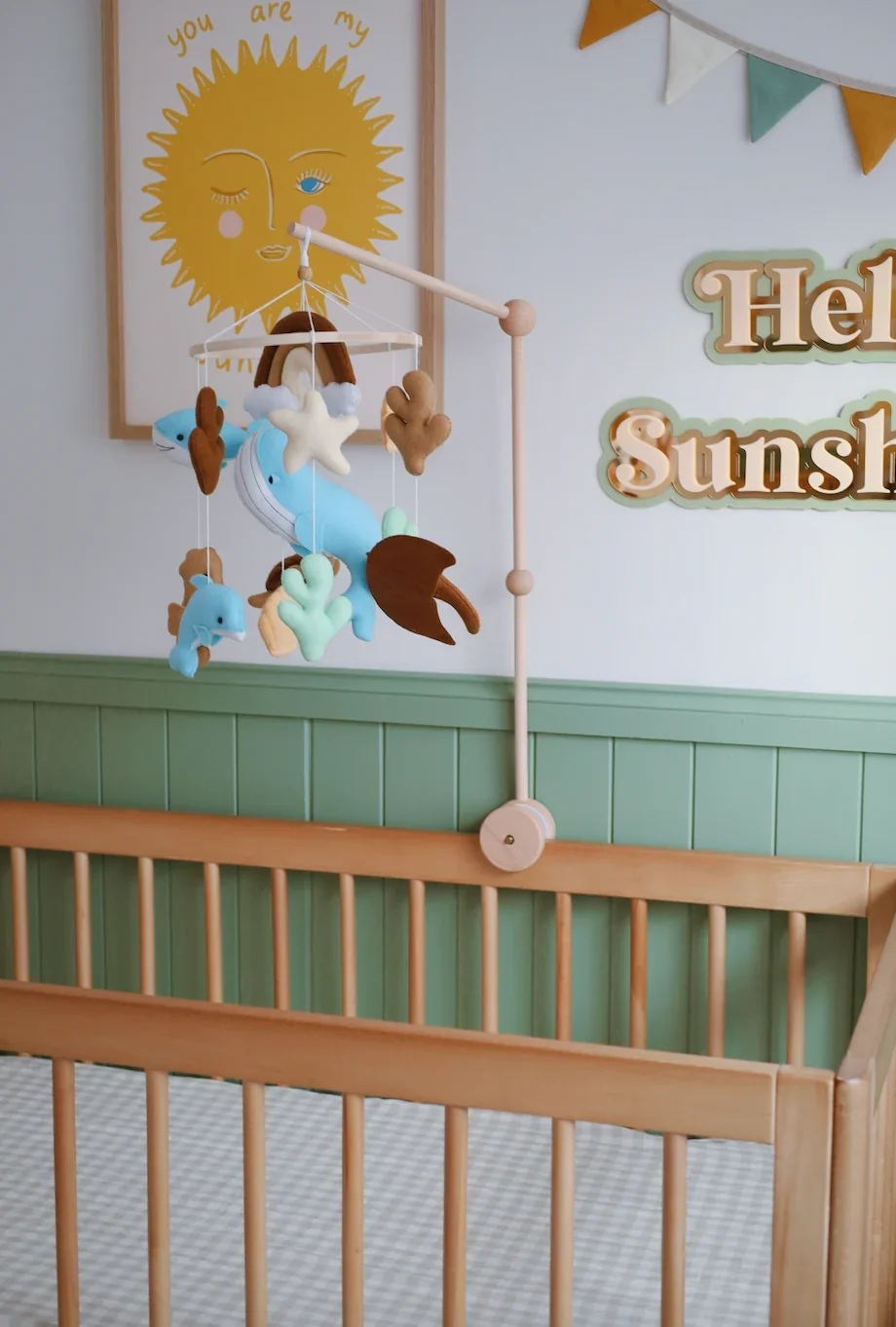 custom educational toys 0-12 months ocean big blue bed musical wool felt baby decor nursery crib mobile for baby cot