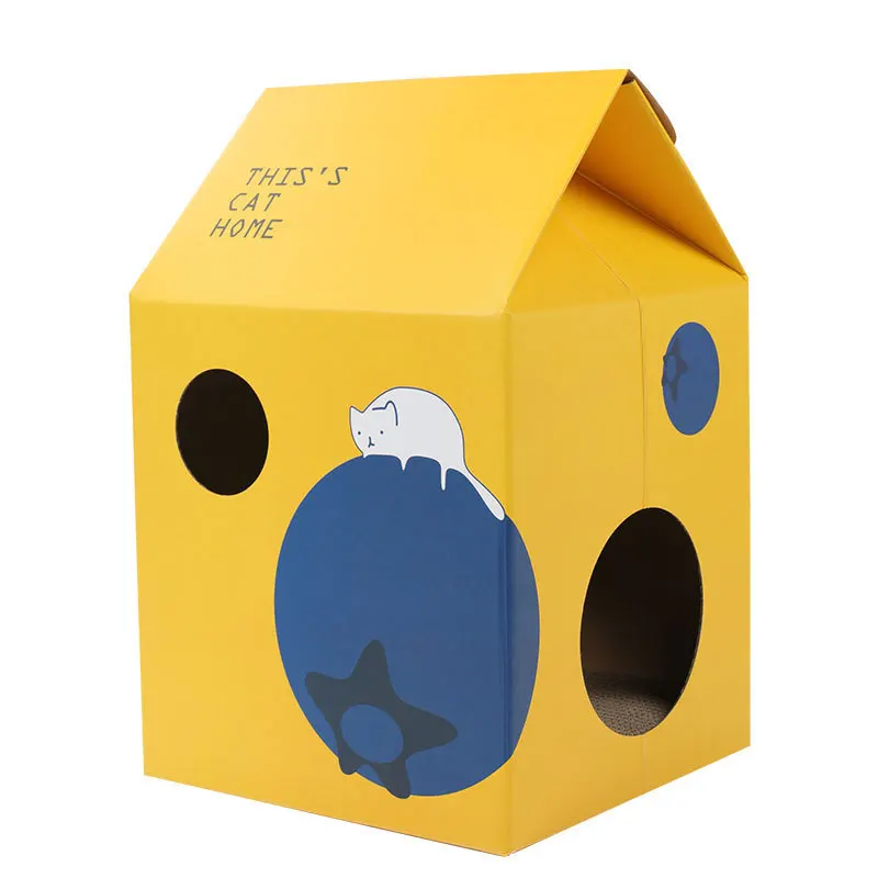Cat Toys Houses Corrugated Paper Scratching Catnip Milk Box Cardboard Cat Scratcher