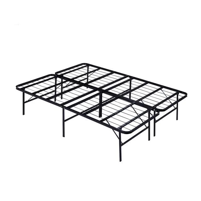 JSC-32 Super Queen King Size Folding Black Bed Frame Modern Full Size Easy Assembly Mattress Foundation Bed Frame