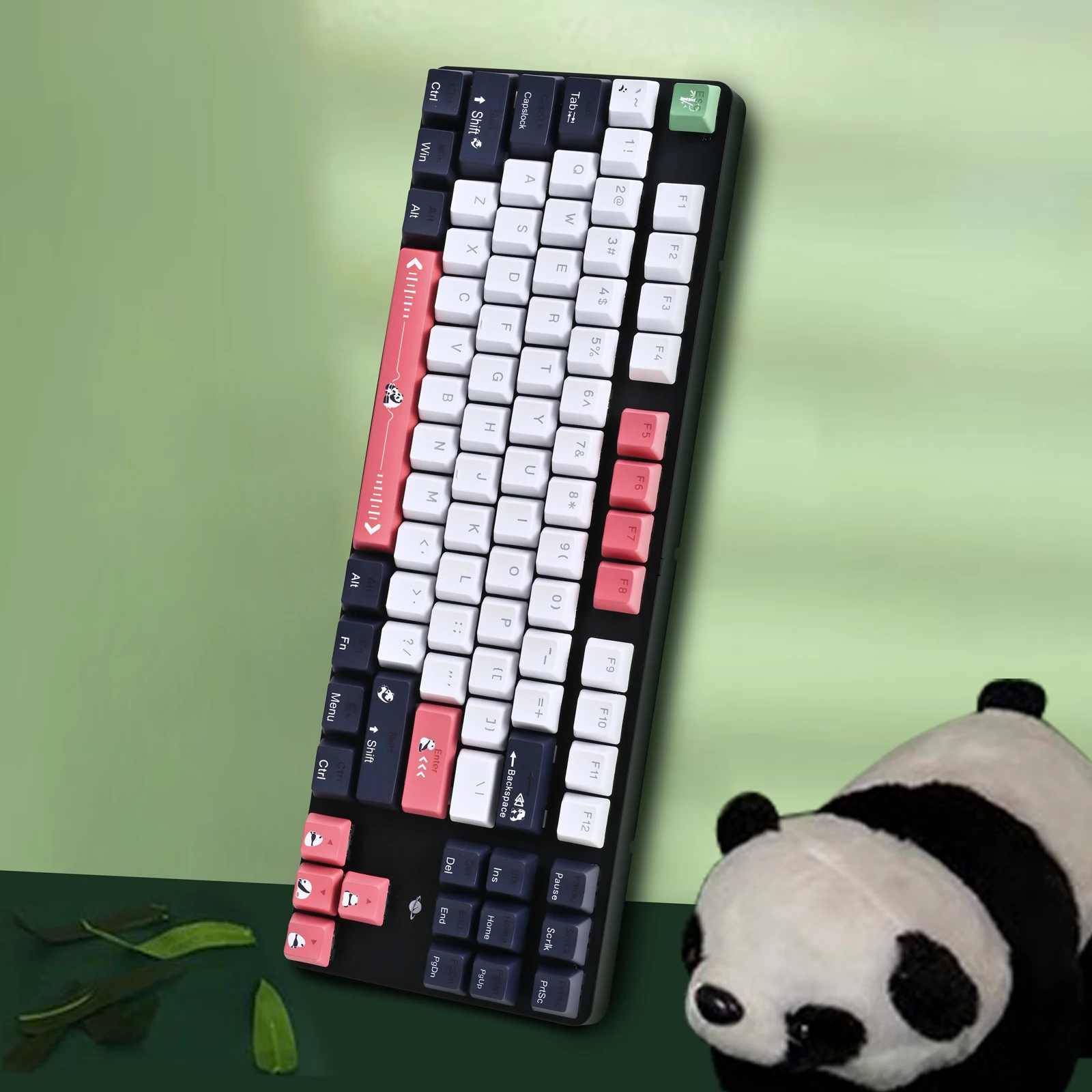 Клавиатура TESE High-end 87 клавиш Panda из материала ABS кепки для ключей трехрежимное соединение KAILH водонепроницаемая коричневая клавиатура с переключателем