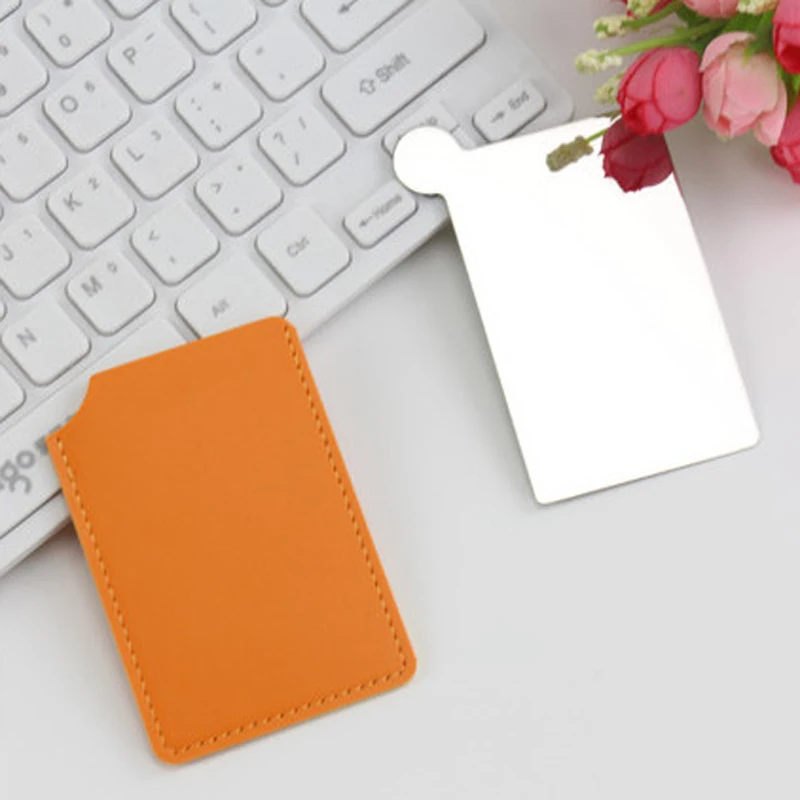 PU Leather Small Portable Mini Cosmetic mirror for makeup, Heart Shape Leather Mirror Pocket Mirror Leather Custom Logo