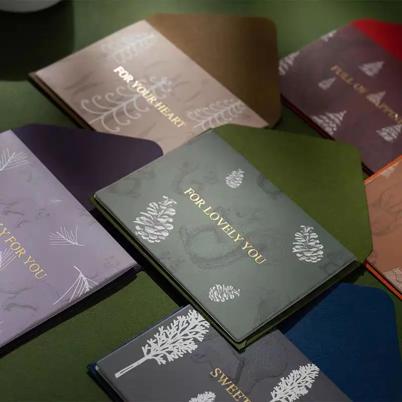 Luxury new year christmas oil painting style gift greeting card party invitation thank you cards with envelopes set