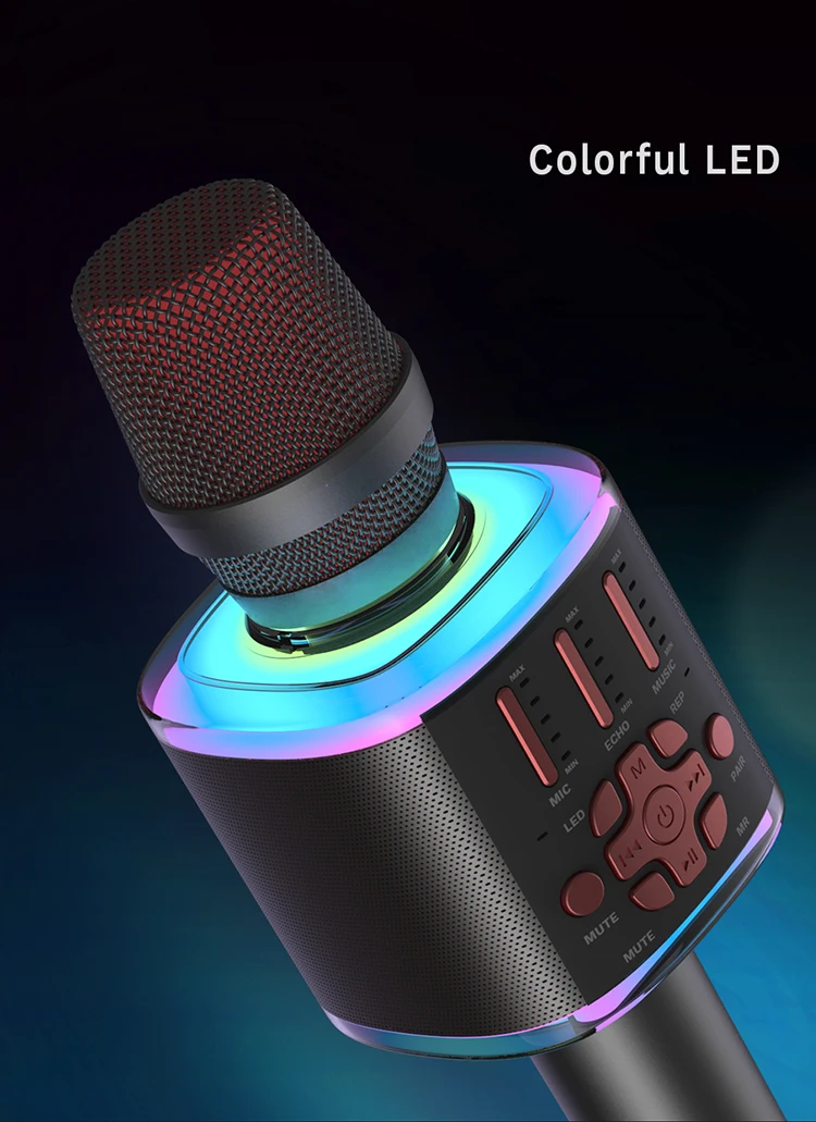 Best Selling Family KTV Mic Portable Gold Wireless Professional Karaoke Microphone Mini USB Handheld Bluetooth Karaoke