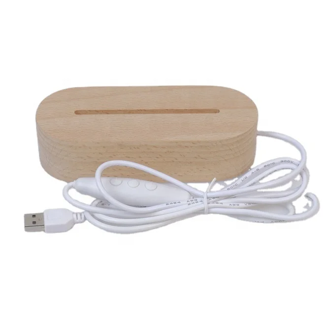 Xianfa Factory Wholesale Wood Led Night Light Base Wooden 3d Led Lamp Base For 3d Illusion Night Light USB Wooden Base