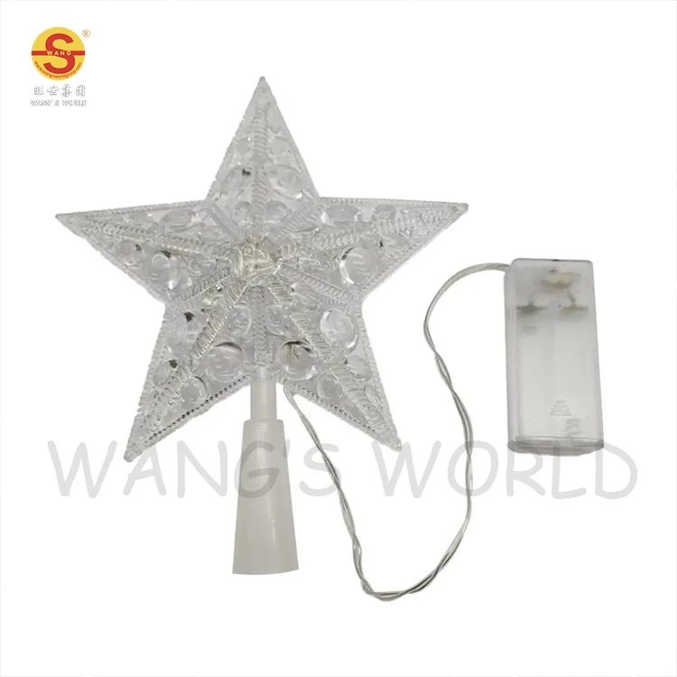 New Led Star- Shaped Light 1pc Pentagram Tree Top Star Xmas Tree Hanging Sign Glitter Christmas Tree Topper Lighted