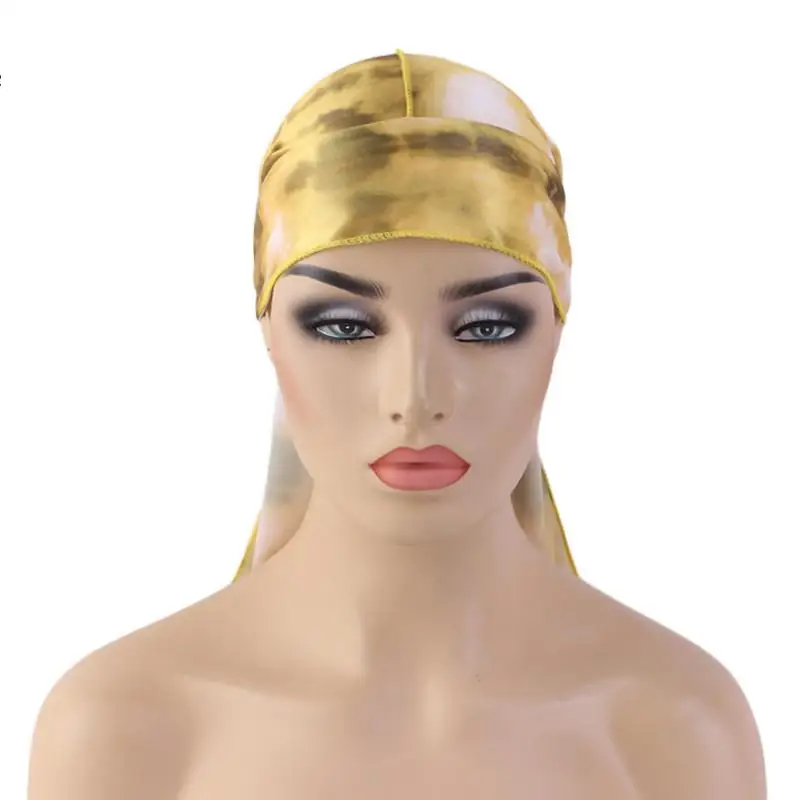 Wholesale Custom Tie-dyed Printed Extra Long-tail Head Wraps Doo Rag Do Rag Durags For Men Du Rag Designer Durag