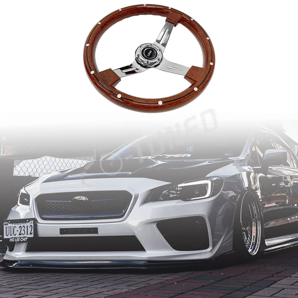 JDM Solid Wooden Steering Wheel 350mm Car Styling Refitting Car Decoration Classic Sports ABS For Honda Toyota Nissan Hyundai