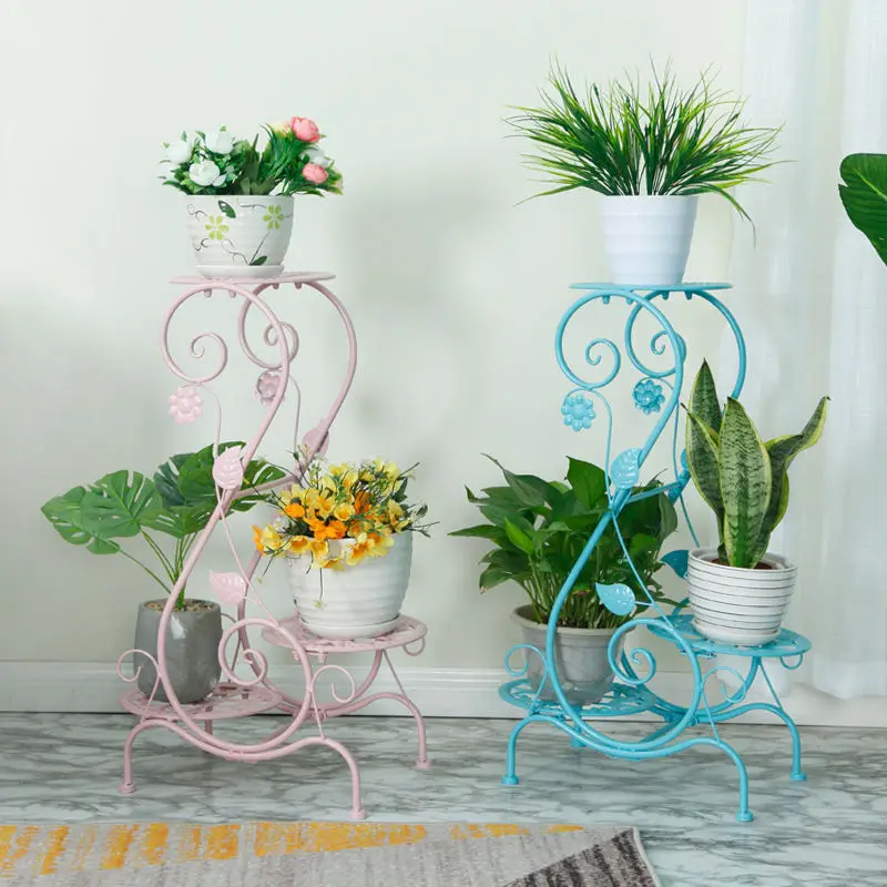 Подставка из кованого железа в европейском стиле для цветов, металлическая подставка для растений, подходит для горшков комнат и балконов