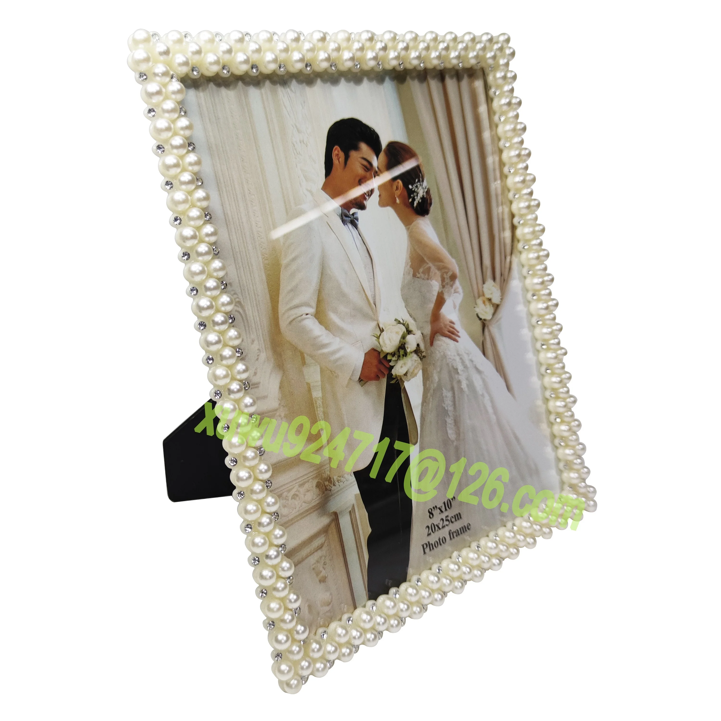 European Luxury Nice Plastic Resin Pearl Photo Picture Frames 8*10inch Fashion White Pearl Photo Frame Plastic Pearl Photo Frame