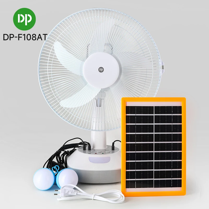 DP 14 Inch Table Fan Electric Pedestal Standing Fan Rechargeable Solar Power Fan With Solar Panel