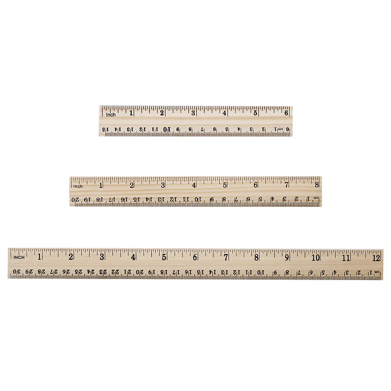Wooden Ruler 15cm to 30cm Teaching Aid Tailor Ruler Double Scale Wooden Ruler