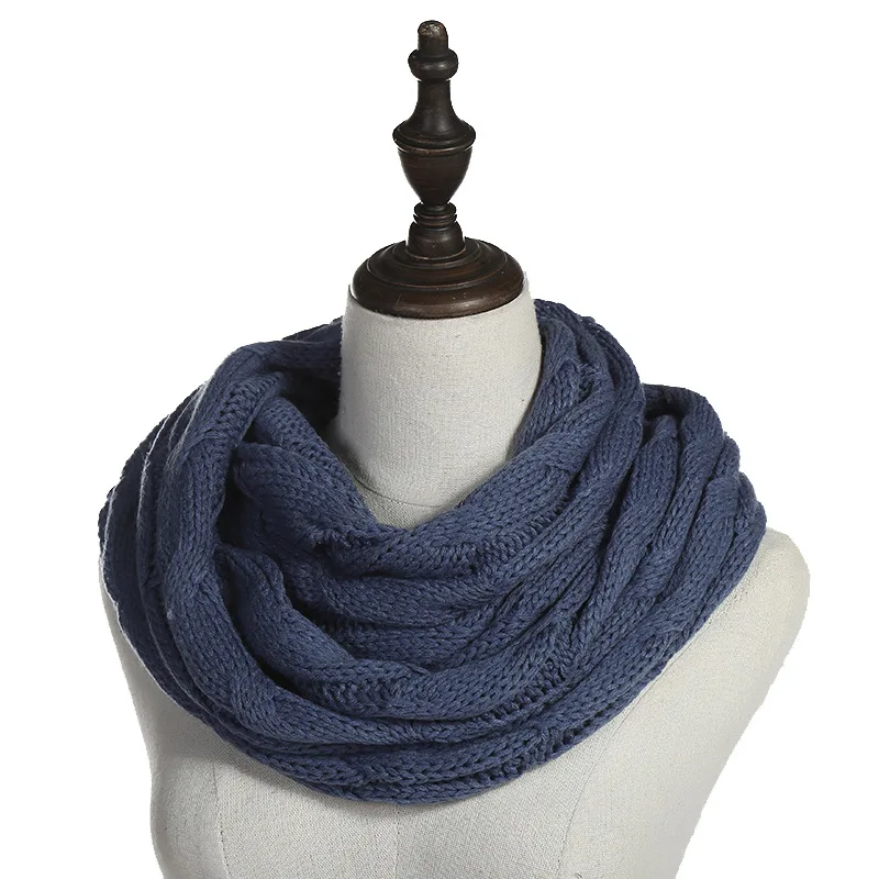 Women winter Knitted Snood Scarf Winter Infinity Scarves Neck Circle Cable Warm Soft Ring