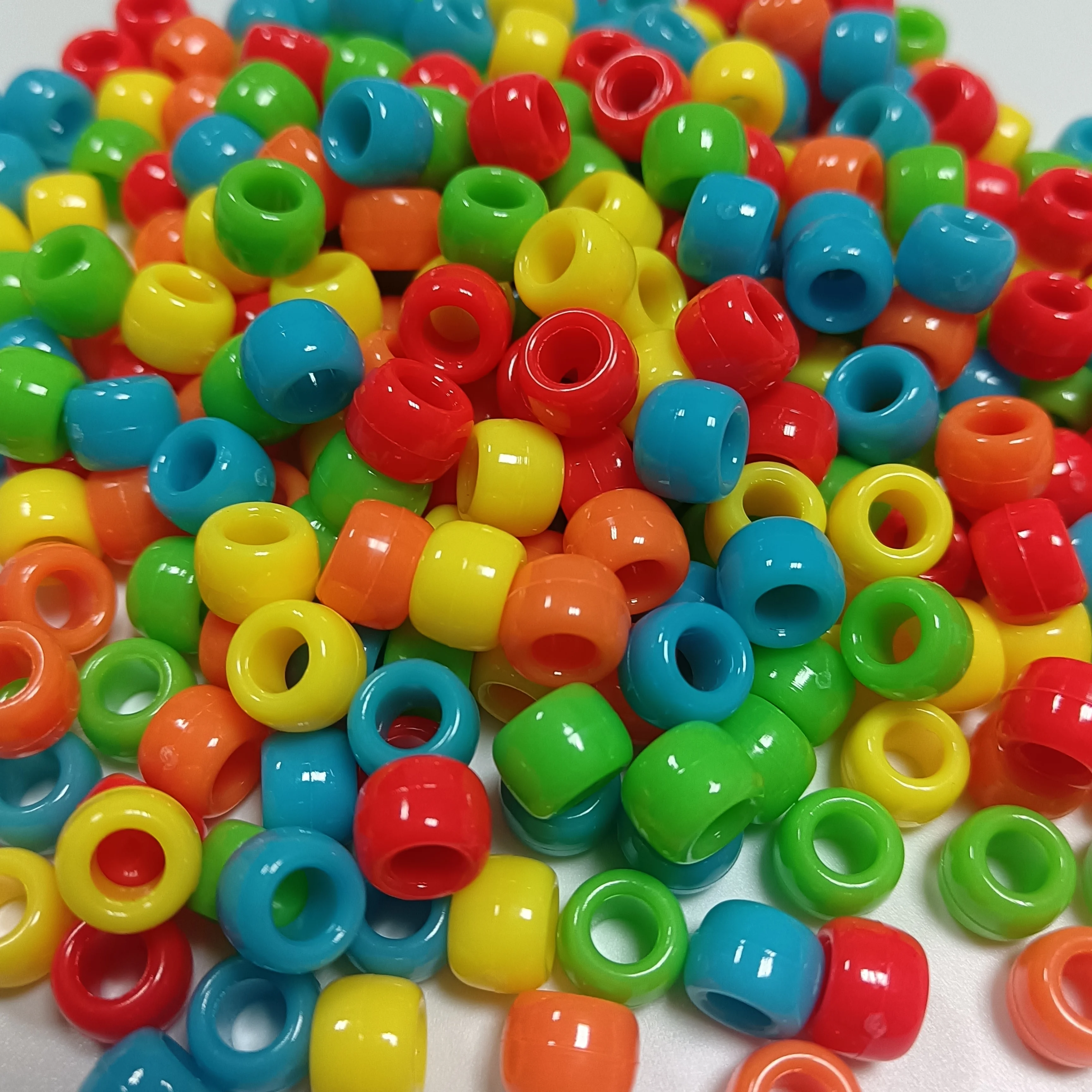 Big Value  Pony Beads - Plastic - Opaque Neon Colors - 9mm - 1000 pc