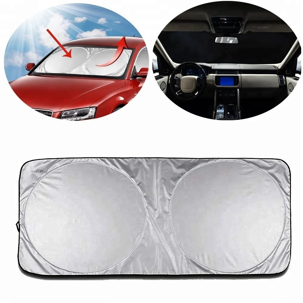 Factory foldable high quality 240T polyester with silver coating front window uv protect car shade