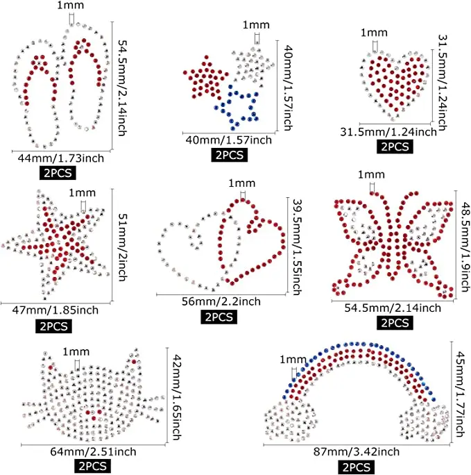 FINGERINSPIRE Hot Drilling Pattern DIY Transfers Patches 8 Patterns Rhinestone Crystal 16 Pcs Rhinestone High Heels Shoes