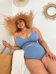 2022 high waist crochet bikini swimwear plus size swimwear bikini for fat women