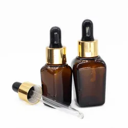 E liquid 30ml 100ml amber color square shape glass bottle with measured glass dropper