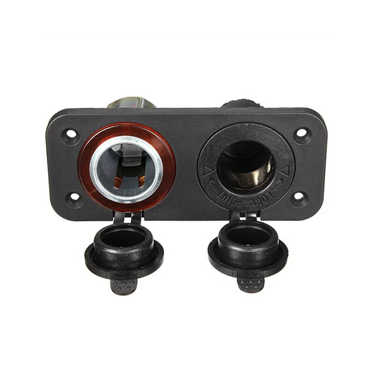 12V white waterproof dual USB automobiles charger adapter socket with the tent digital ammeter and voltmeter