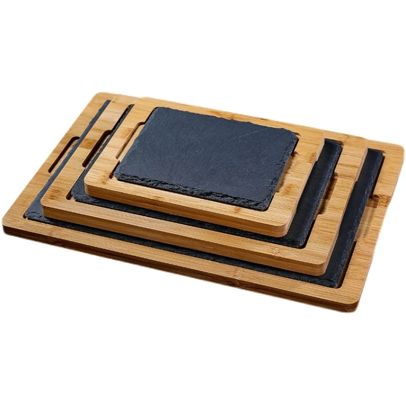 Popular Sales Widely Used Quality Assurance Slate Stone Wood Steak Plates For Restaurant