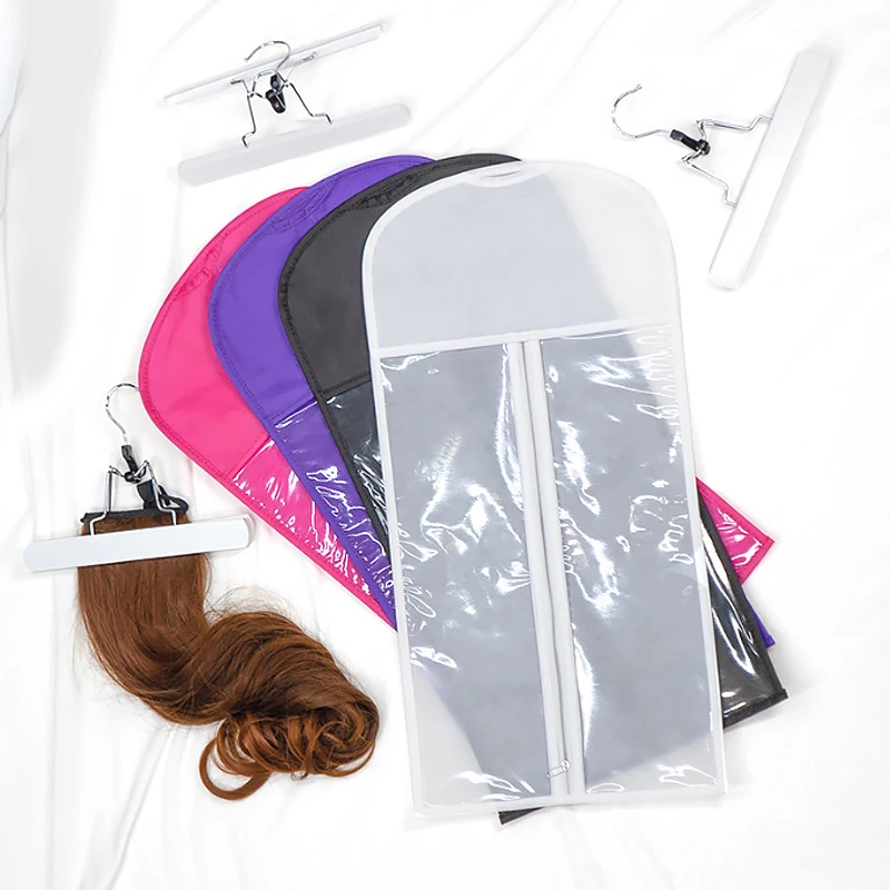 JIJID Wholesale High Quality Custom Wig Bag Hair Storage Extension Hanger Packaging With Bag Zipper Custom Logo