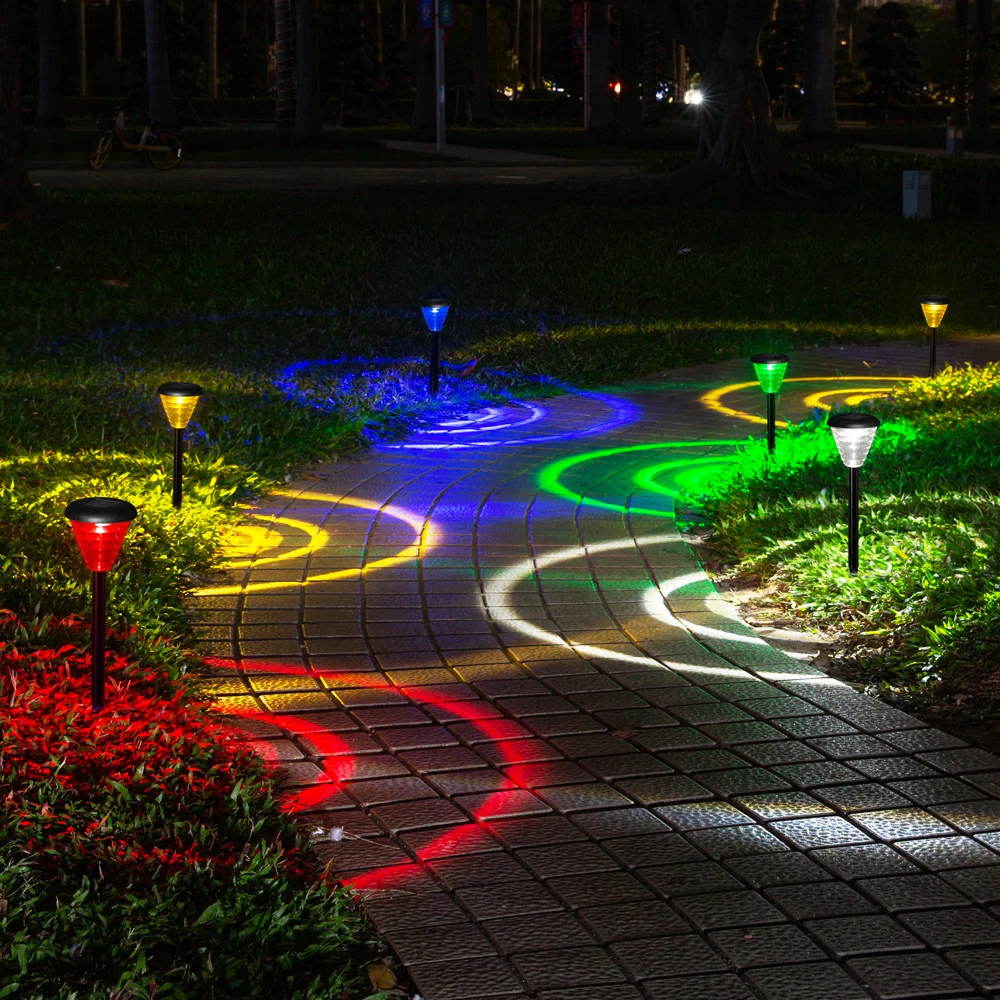 Solar Lamp Outdoor LED RGB Solar Powered Garden Lights  Waterproof Lawn Lantern Light Landscape Lighting for Patio Yard Decor