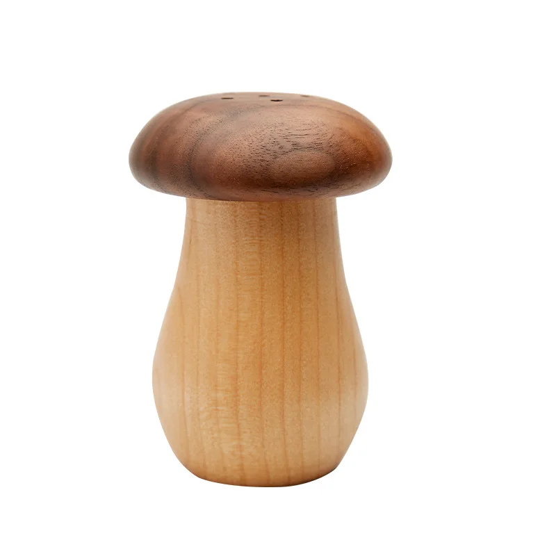 Custom Logo Japanese Style Solid wood toothpick holder box black walnut wooden mushroom cute shape storage kitchen