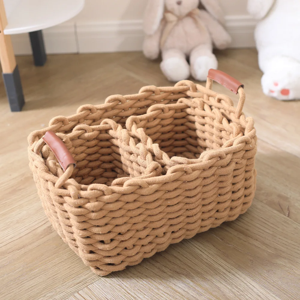 Cotton Stylish Rope Nursery Storage Bin Portable Tote Bag Baby Diaper Caddy
