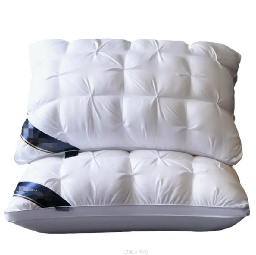 5-Star Luxury Custom Logo Size Quilted Fabric Textile Leather Hil-ton Hotel Silk Bed Pillow Core Red Pillow Polyester Fiber Dot