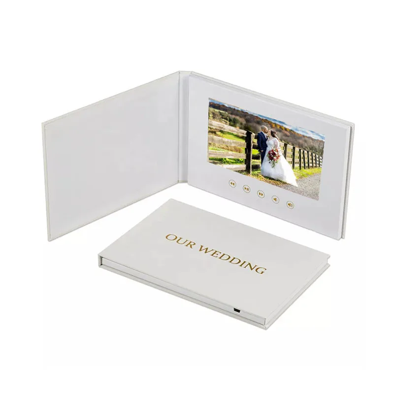 Our Wedding  linen video book with 7 inch HD IPS LCD screen hardcover  video brochure gift greeting card