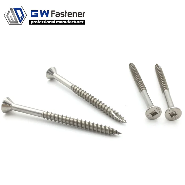 Тип 17 потайной в рубчик с плоской головкой квадратного привода SS 316 палуба винт из нержавеющей стали 304 Настил Винты