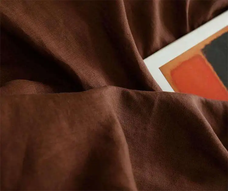 High-end Soft Flax Bedding Love Chocolate Brown Flax French Stone Washed Linen Bedding Duvet Cover