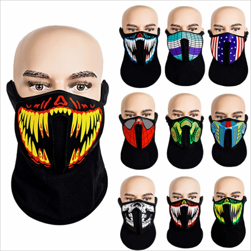 hot-selling el mask light up led mask halloween dancing party sporting bicycling masks with lights Factory price wholesale