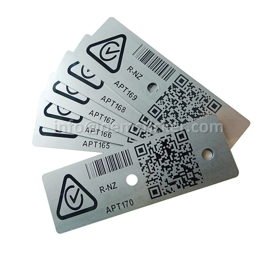 Custom Stainless Steel Name Plate Aluminium Tag Metal Plate Serial Number Metal Data Tag
