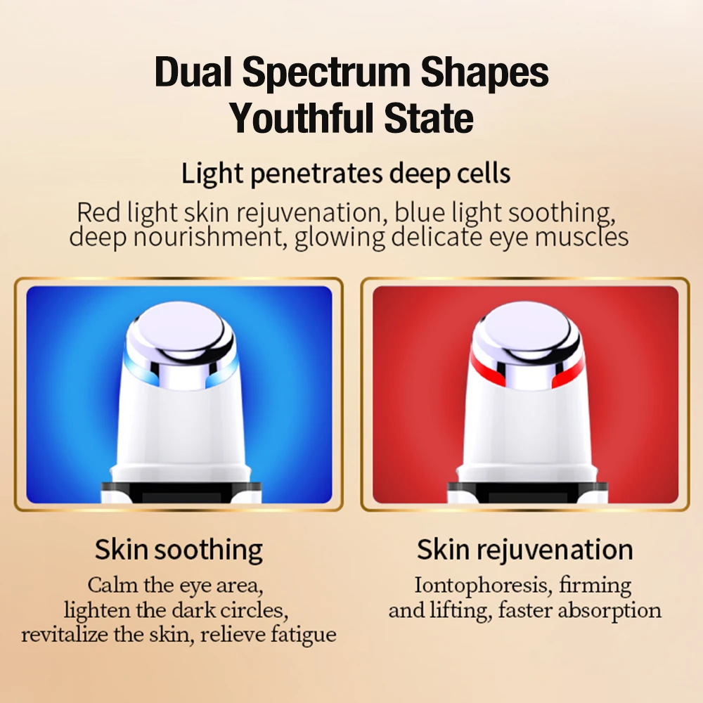 Cordless Heating Vibration Eye Lifting Massager Pen Eye Cream Import Wand Device LED Photon Eye Beauty Instrument