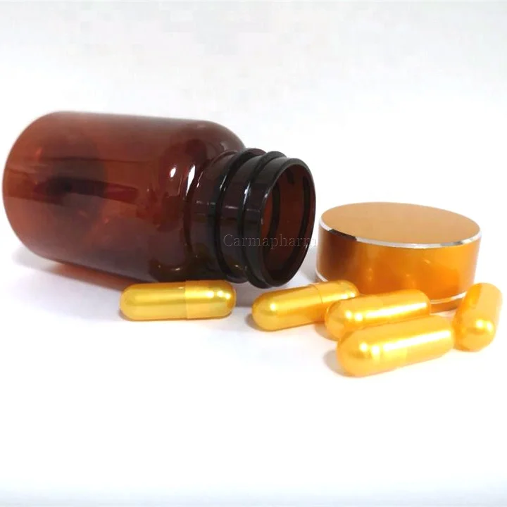 Золото ПЭТ пластиковая бутылка pharma класс пластик капсула золото