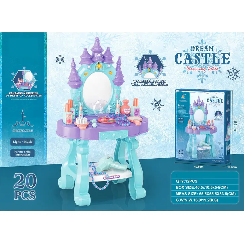ODM/OEM Children Pretend Plastic Magic Toy Play Princess Dressing Table Play House Girl Beauty Make Up Toy Set For Girls Kids