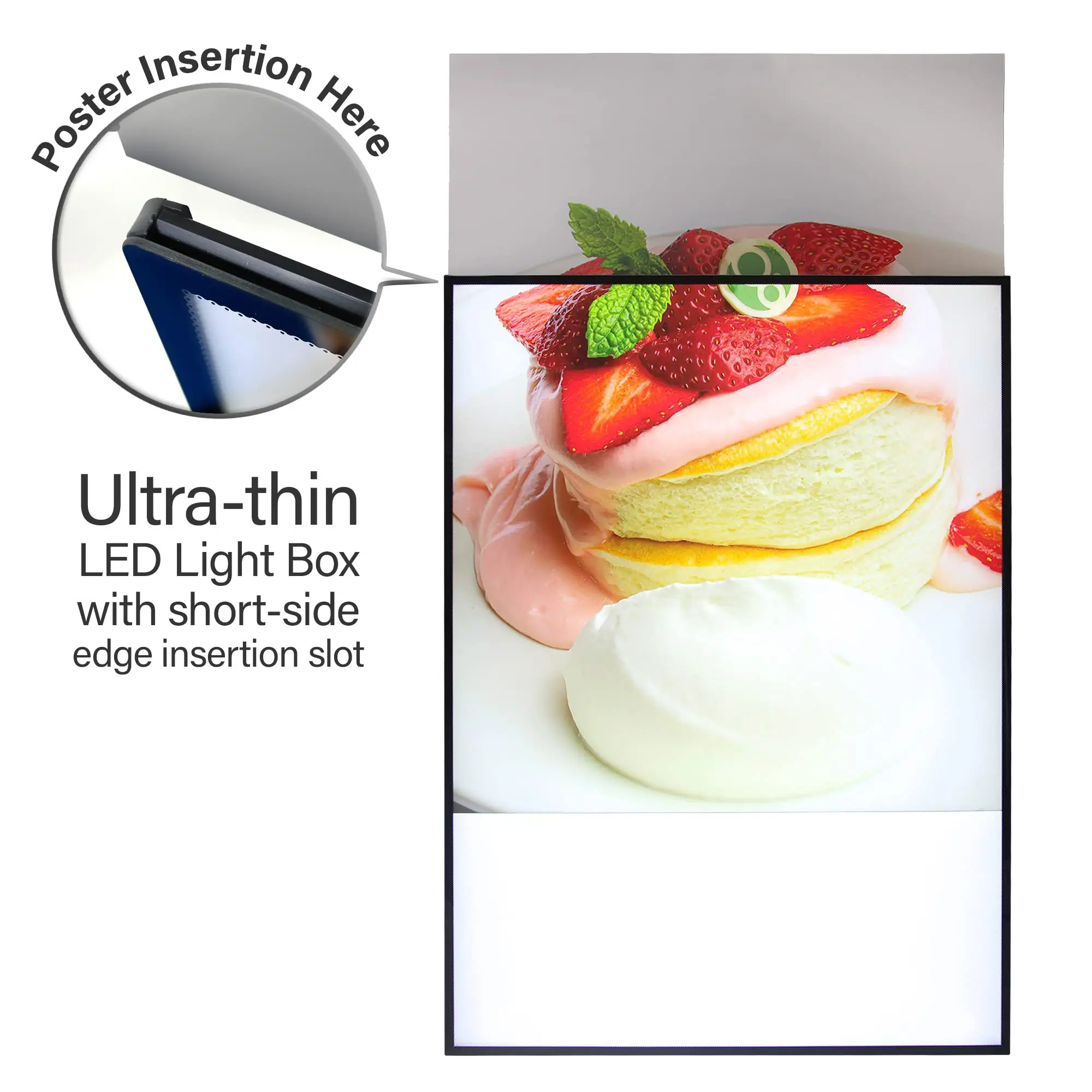 A1-A4 LED Backlit Movie Poster Frame with Poster Bright Light Box Frame and Display Sign Holder for Ads, Flyers, and Restaurant