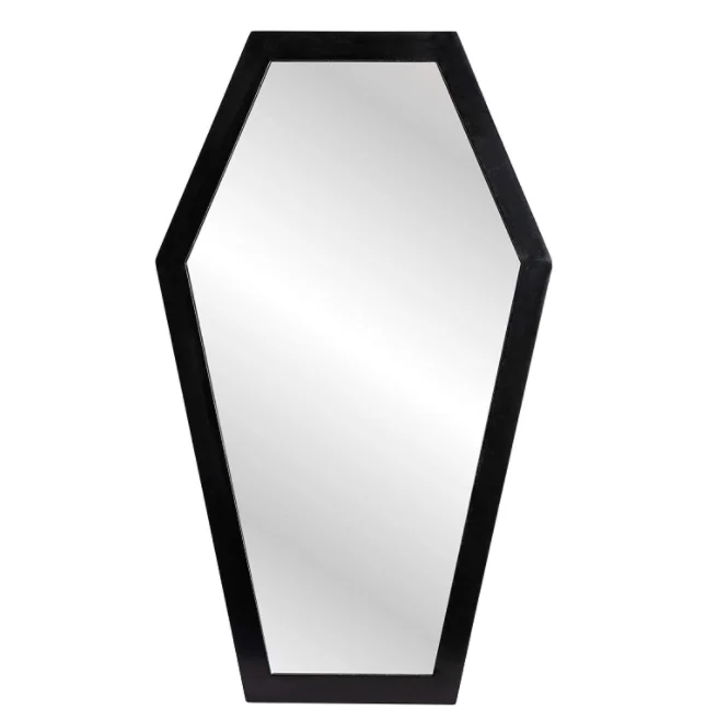 Black 23 Inch Gothic Decor Wood Framed Large Coffin Mirror
