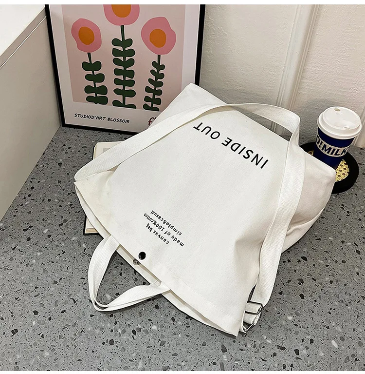 Large Oversize Weekend Thick Fabric Canvas Cotton Shopping Tote Bag Women Fashion Handbag With Long Strap